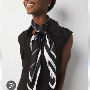 Echo Silk Black and White Geometric 35" Square Scarf